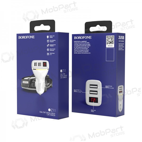 Charger automobilinis Borofone BZ11 x 2 USB (2.1A) (black)