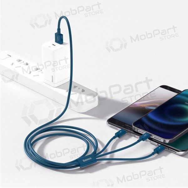 USB cable Baseus Superior USB - microUSB+Lightning+Type-C 100W 1.5m (blue) CAMLTYS-03 USB cable Baseus Superior USB - microUSB+Lightning+Type-C 100W 1.5m (blue) CAMLTYS-03