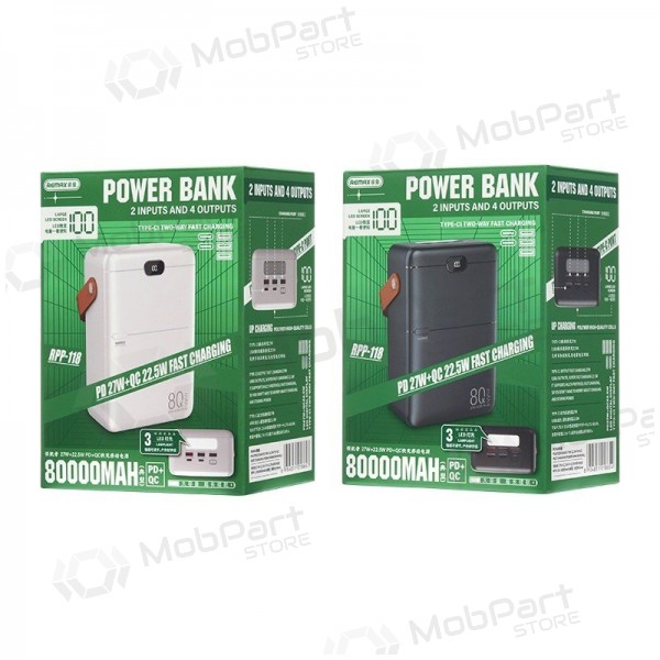 Portable charger / power bank Power Bank Remax RPP-118 22.5W 80000mAh black