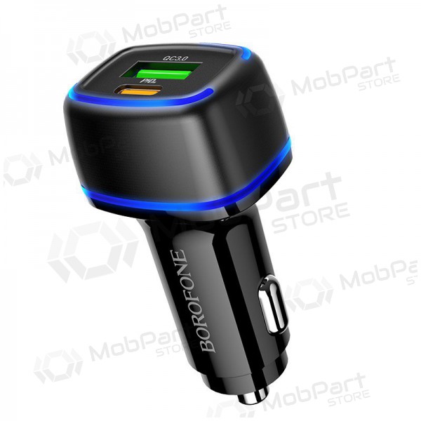 Charger automobilinis Borofone BZ14A PD20W+QC3.0 x 2 USB (Type-C to Lightning) (black)