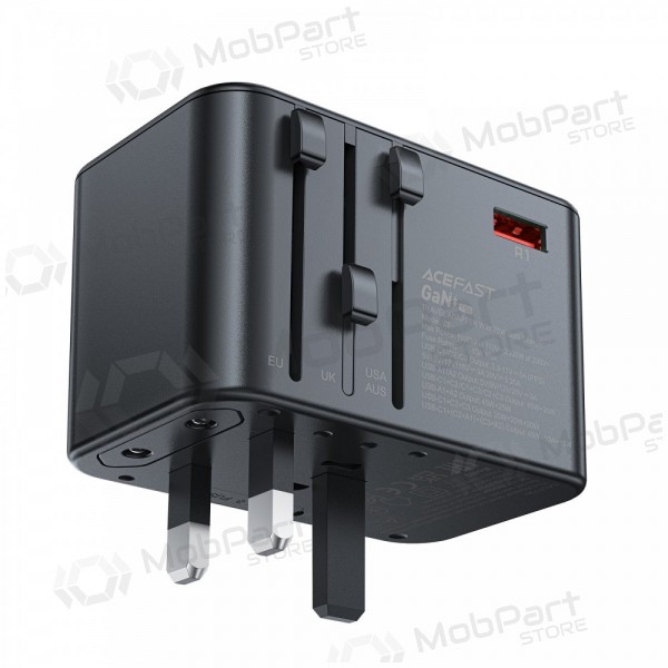 Universal kelioninis charger Acefast Z1 75W GaN 2xUSB-A/3xUSB-C black