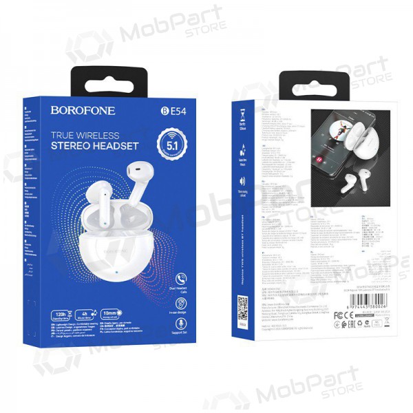 Wireless headset / handsfree Borofone BE54 Rejoice TWS (white) Wireless headset / handsfree Borofone BE54 Rejoice TWS (white)