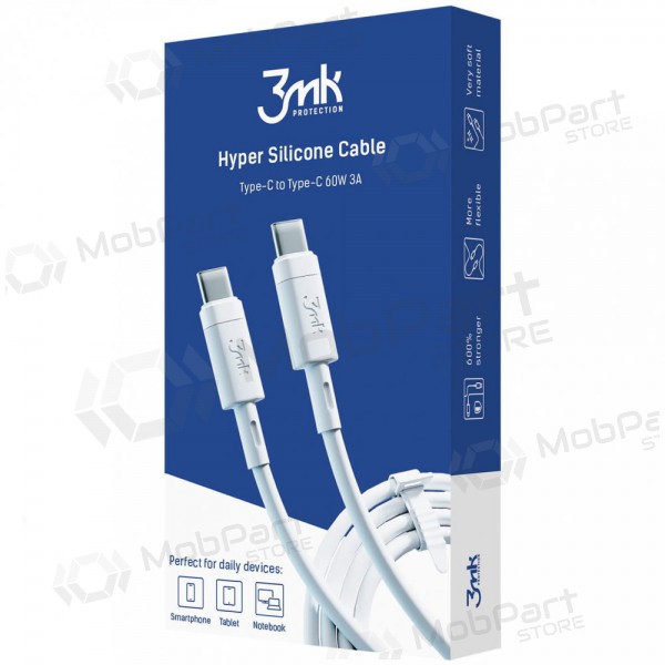 USB cable 3MK Hyper Silicone Cable Type-C 60W 3A 1m