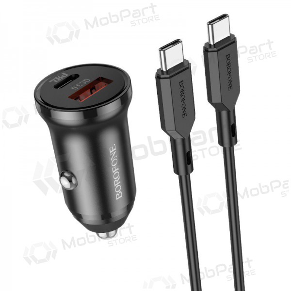 Charger automobilinis Borofone BZ18A USB-A/Type-C PD20W+QC3.0 + Type-C (black)