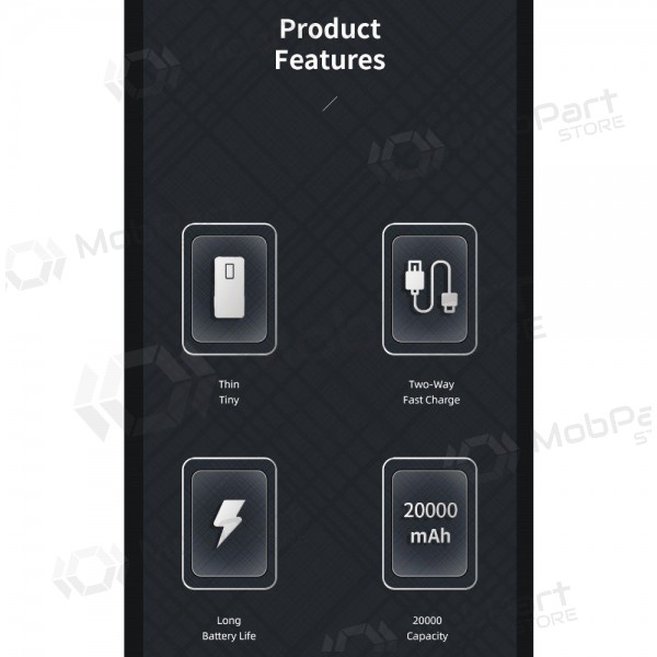 Portable charger / power bank Power Bank Awei P6K 5V/2.1A 20000mAh black