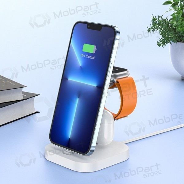 Charger wireless Hoco CW43 Graceful 3-in-1 white