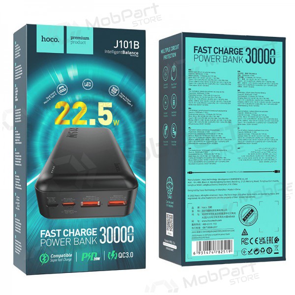 Portable charger / power bank Power Bank Hoco J101B PD 20W+Quick Charge 3.0 22.5W 30000mAh black