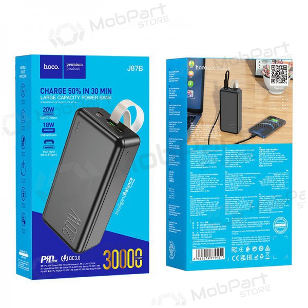 Portable charger / power bank Power Bank Hoco J87B PD20W+QC3.0 30000mAh black