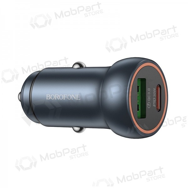 Car charger Borofone BZ32A USB-C/USB-A 30W grey