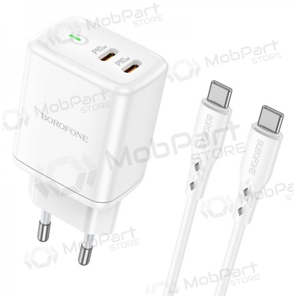 Charger buitinis Borofone BN9 2xType-C 35W + Type-C white