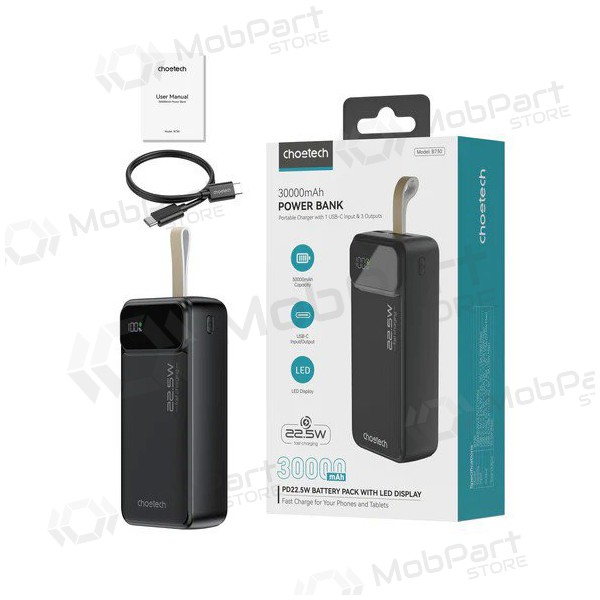 Portable charger / power bank Power Bank Choetech B730 22.5W 30000mAh black