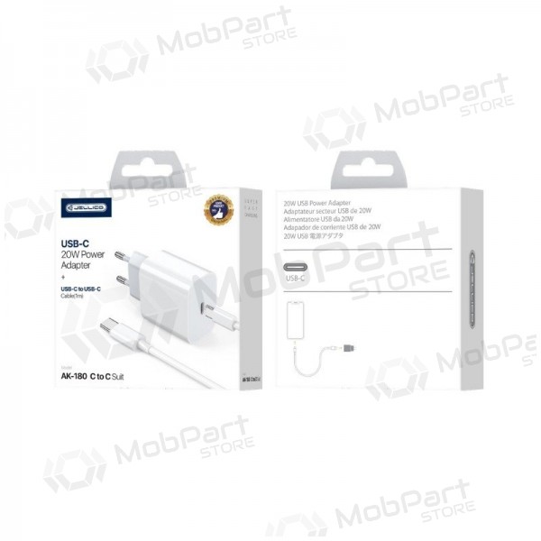 Charger Jellico AK180 20W USB-C + USB-C to USB-C cable 1.0m white