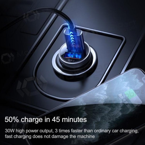 Charger automobilinis Joyroom C-A09 2xUSB (SCP, PD, AFC) 3.0 30W (black)