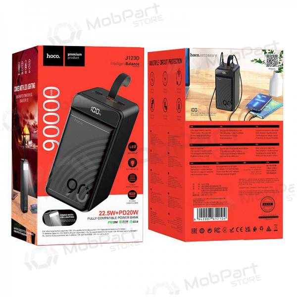 Portable charger / power bank Power Bank Hoco J123D 22.5W+PD20W 90000mAh black