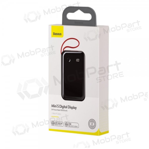 Portable charger / power bank Power Bank Baseus Mini S USB + USB Type C + Lightning 3A 10000mAh black PPXF-E01 Portable charger / power bank Power Bank Baseus Mini S USB + USB Type C + Lightning 3A 10000mAh black PPXF-E01