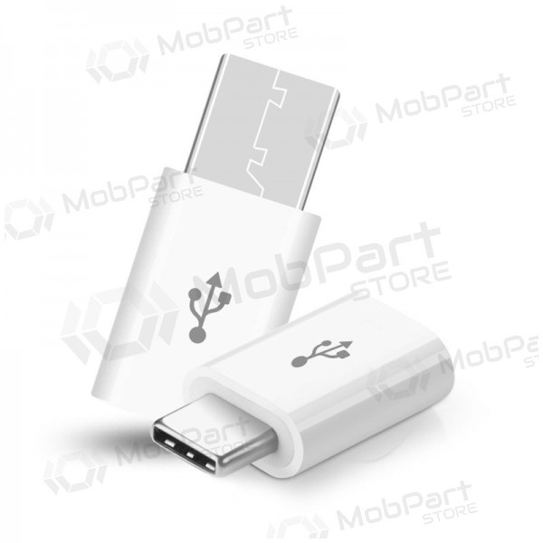 Adapter iš microUSB į Type-C (white)