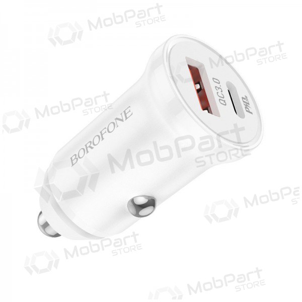 Charger automobilinis Borofone BZ18A USB-A/Type-C PD20W+QC3.0 (white)