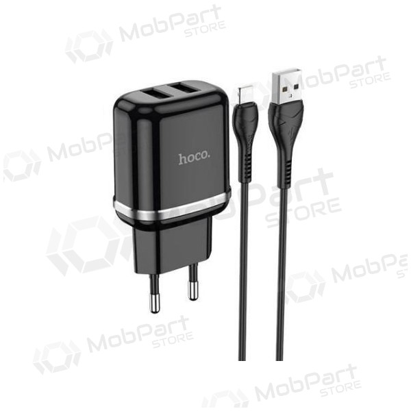 Charger HOCO N4 Aspiring Dual USB + type-C cable (5V 2.4A) (black)