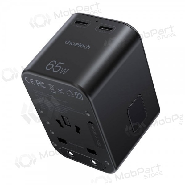 Universal kelioninis charger Choetech PD5009 65W 2xUSB-C/USB-A black