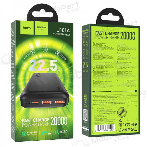 Portable charger / power bank Power Bank Hoco J101A PD 20W+Quick Charge 3.0 22.5W 20000mAh black