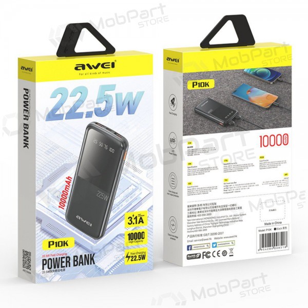 Portable charger / power bank Power Bank Awei P10K 22.5W 10000mAh black