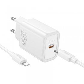 Charger Hoco N60 20W GaN USB-C + USB-C to Lightning cable 1.0m white