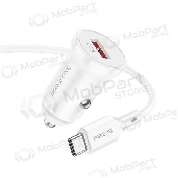 Charger automobilinis Borofone BZ18 Quick Charge 3.0 18W + Type-C (white)