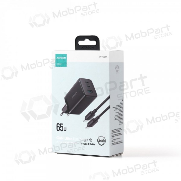 Charger buitinis Joyroom GaN JR-TCG01 2xUSB-C/USB-A 65W + USB-C cable 1.2m black