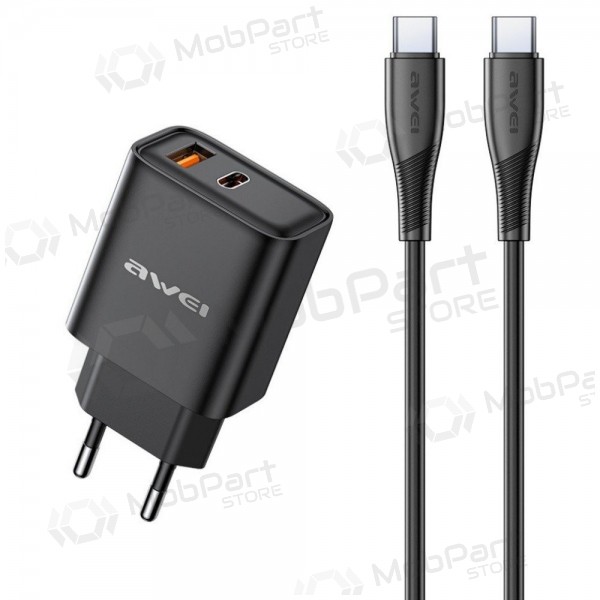 Charger Awei PD81C-EU USB-A/USB-C + USB-C to USB-C cable black