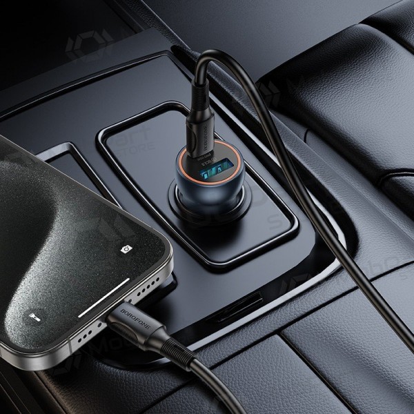Car charger Borofone BZ32A USB-C/USB-A 30W grey