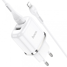 Charger Hoco N4 X 2 USB  jungtimis + Lightning (2.4A) (white)