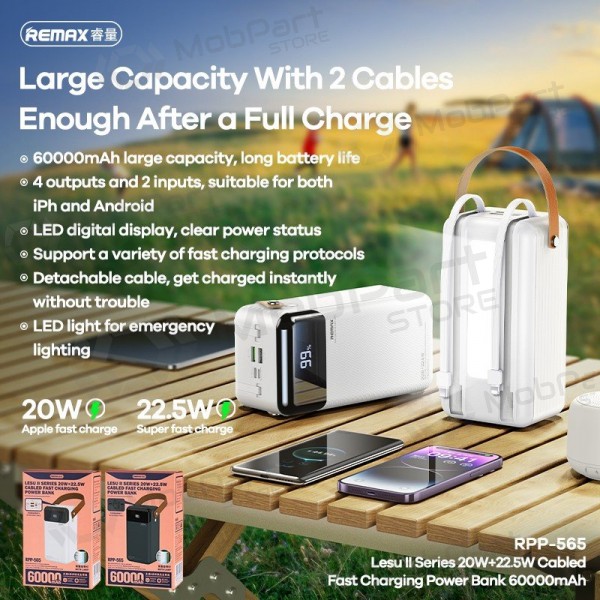 Portable charger / power bank Power Bank Remax RPP-565 22.5W 60000mAh grey