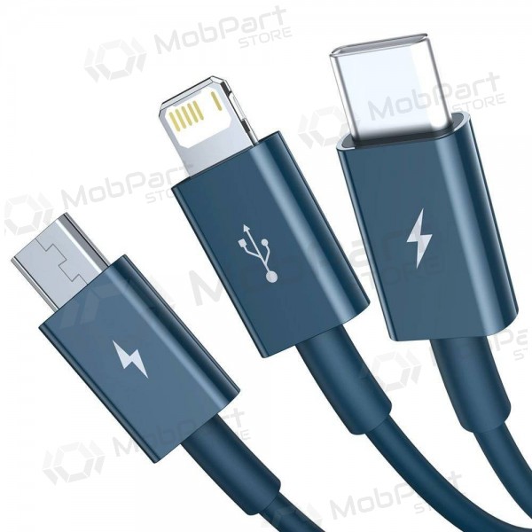 USB cable Baseus Superior USB - microUSB+Lightning+Type-C 100W 1.5m (blue) CAMLTYS-03