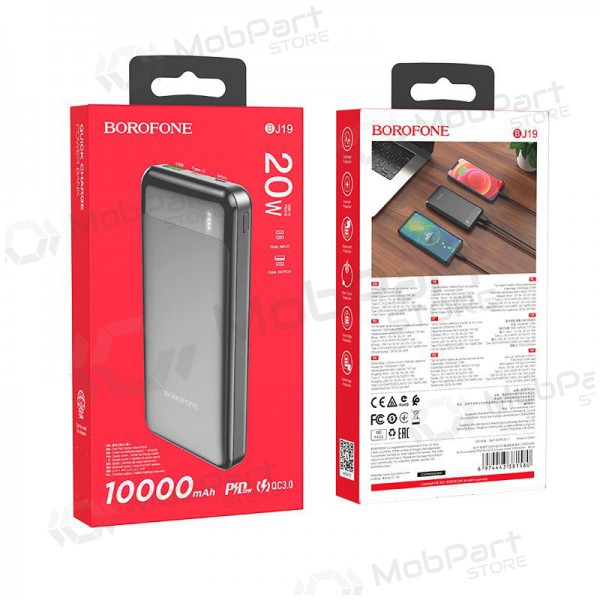 Portable charger / power bank Power Bank Borofone BJ19 Type-C PD 20W+Quick Charge 3.0 10000mAh black Portable charger / power bank Power Bank Borofone BJ19 Type-C PD 20W+Quick Charge 3.0 10000mAh black