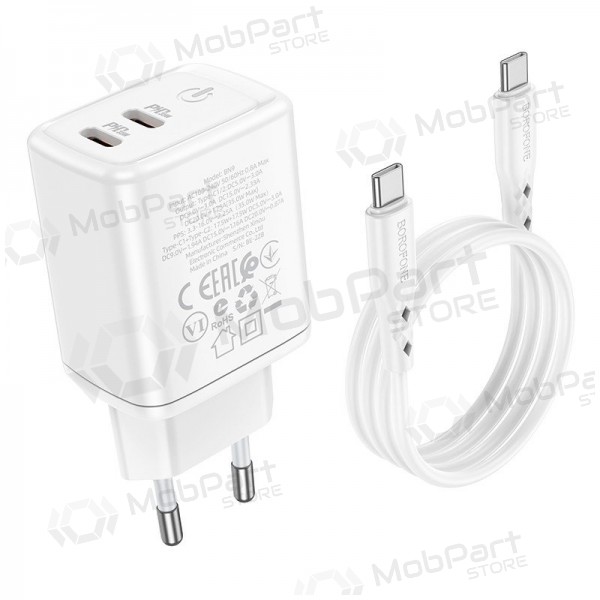 Charger buitinis Borofone BN9 2xType-C 35W + Type-C white