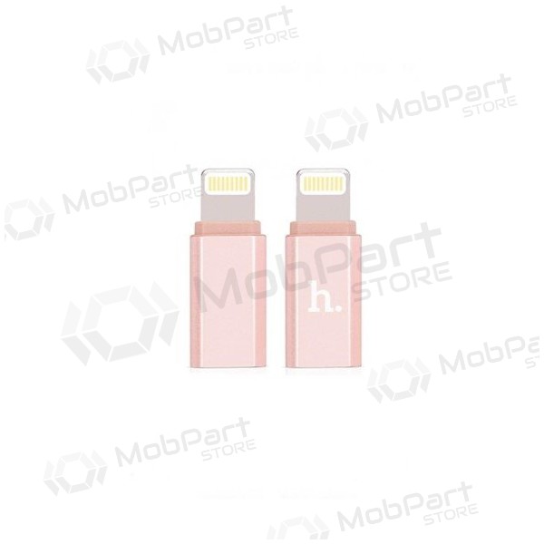 Adapter Hoco iš microUSB į Apple Lightning (pink)
