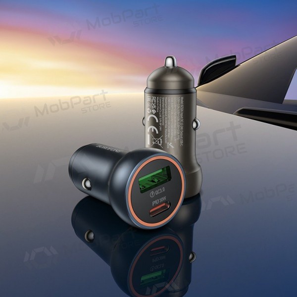 Car charger Borofone BZ32A USB-C/USB-A 30W grey