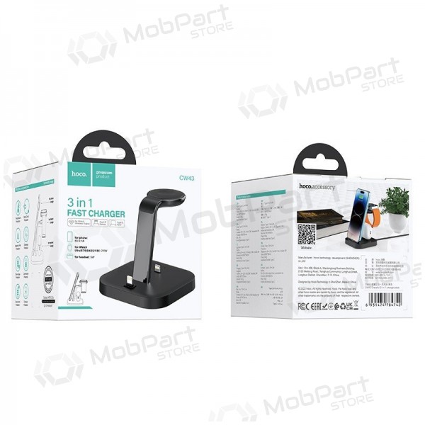 Charger wireless Hoco CW43 Graceful 3-in-1 black