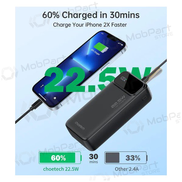 Portable charger / power bank Power Bank Choetech B730 22.5W 30000mAh black