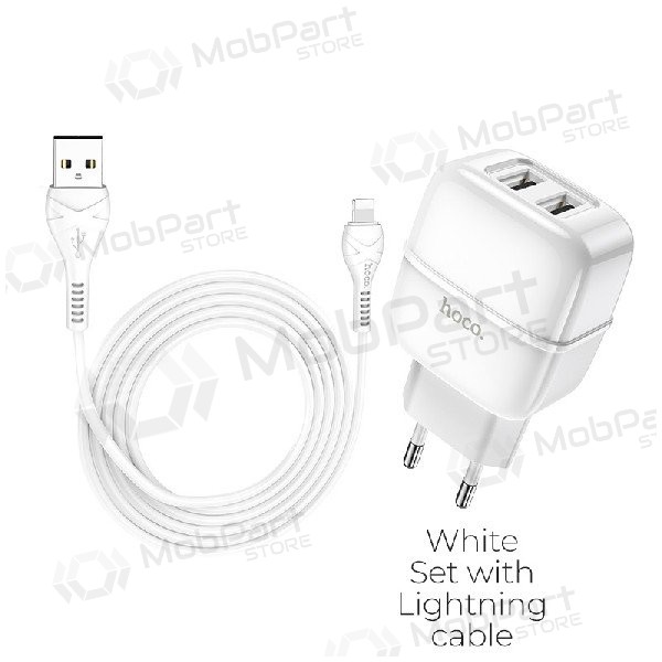 Charger HOCO C77A Highway Dual USB + lightning cable (5V 2.4A) (white)