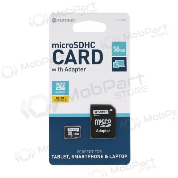 Memory card Platinet MicroSD 16GB (class10) + SD Adapter