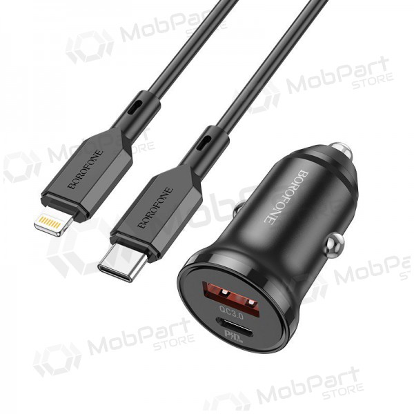 Charger automobilinis Borofone BZ18A USB-A/Type-C PD20W+QC3.0 + Lightning (black)