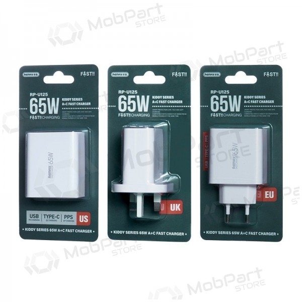 Charger Remax RP-U125 65W GaN USB-C/USB-A white