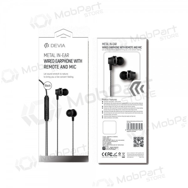 Earphone Devia Metal In-Ear 3,5mm (black) Earphone Devia Metal In-Ear 3,5mm (black)
