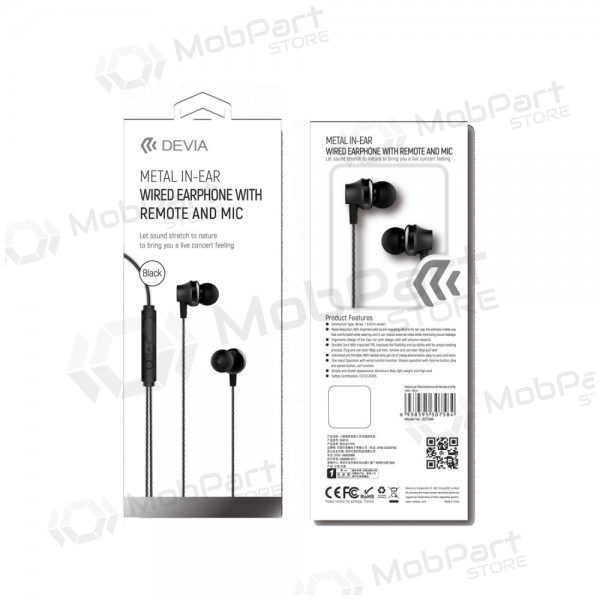 Earphone Devia Metal In-Ear 3,5mm (black)