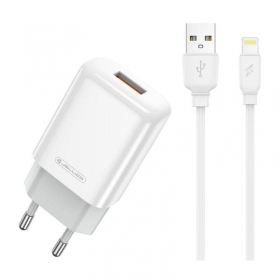 Charger buitinis Jellico EU01 2.4A USB + Lightning white