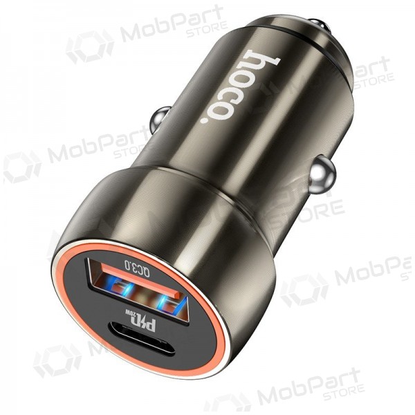 Charger automobilinis Hoco Z46A USB-A/Type-C PD20W+QC3.0 grey
