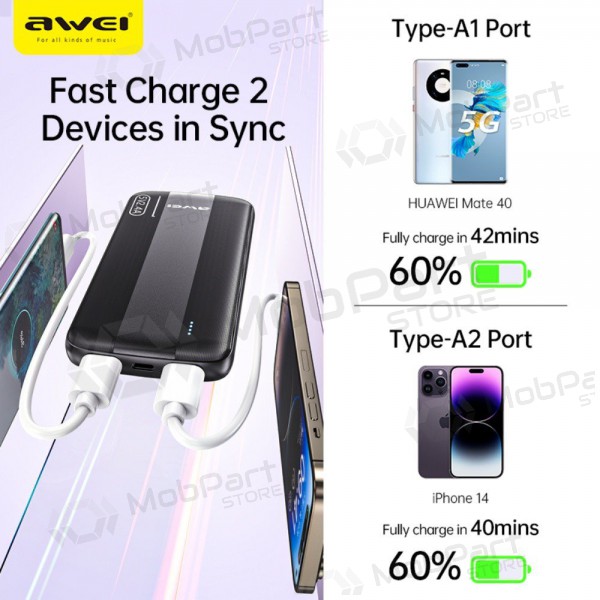 Portable charger / power bank Power Bank Awei P20K 5V/2.4A 10000mAh black