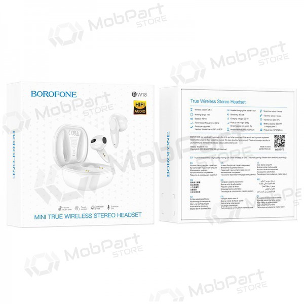 Wireless headset / handsfree Borofone BW18 Initial Sound TWS (white)