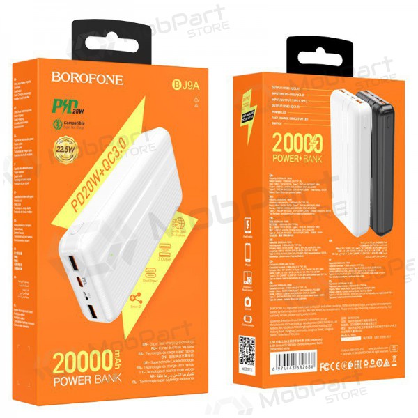 Portable charger / power bank Power Bank Borofone BJ9A Type-C PD+Quick Charge 3.0 (3A) 20000mAh white